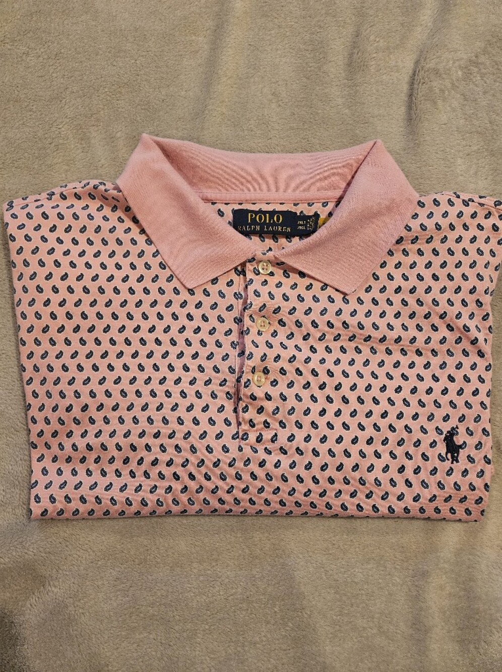 Polo Ralph Lauren Men’s Polo Shirt – Pink Paisley Print – Size 2XLT